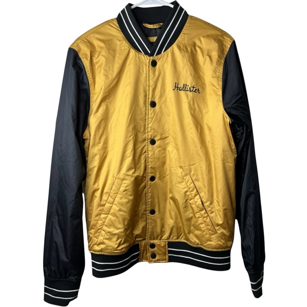 Hollister Men’s Varsity Jacket Gold/Black Los Angeles Preppy‎ Casual Size Medium